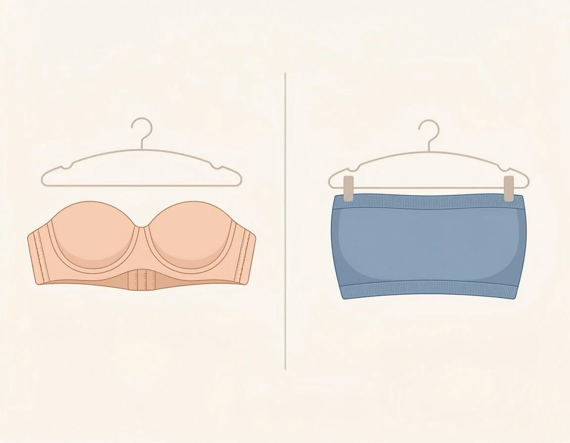 스트랩리스 브라와 심리스 튜브탑 비교 일러스트
