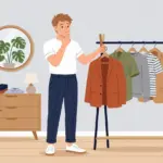 옷차림을 고민하는 남성 일러스트