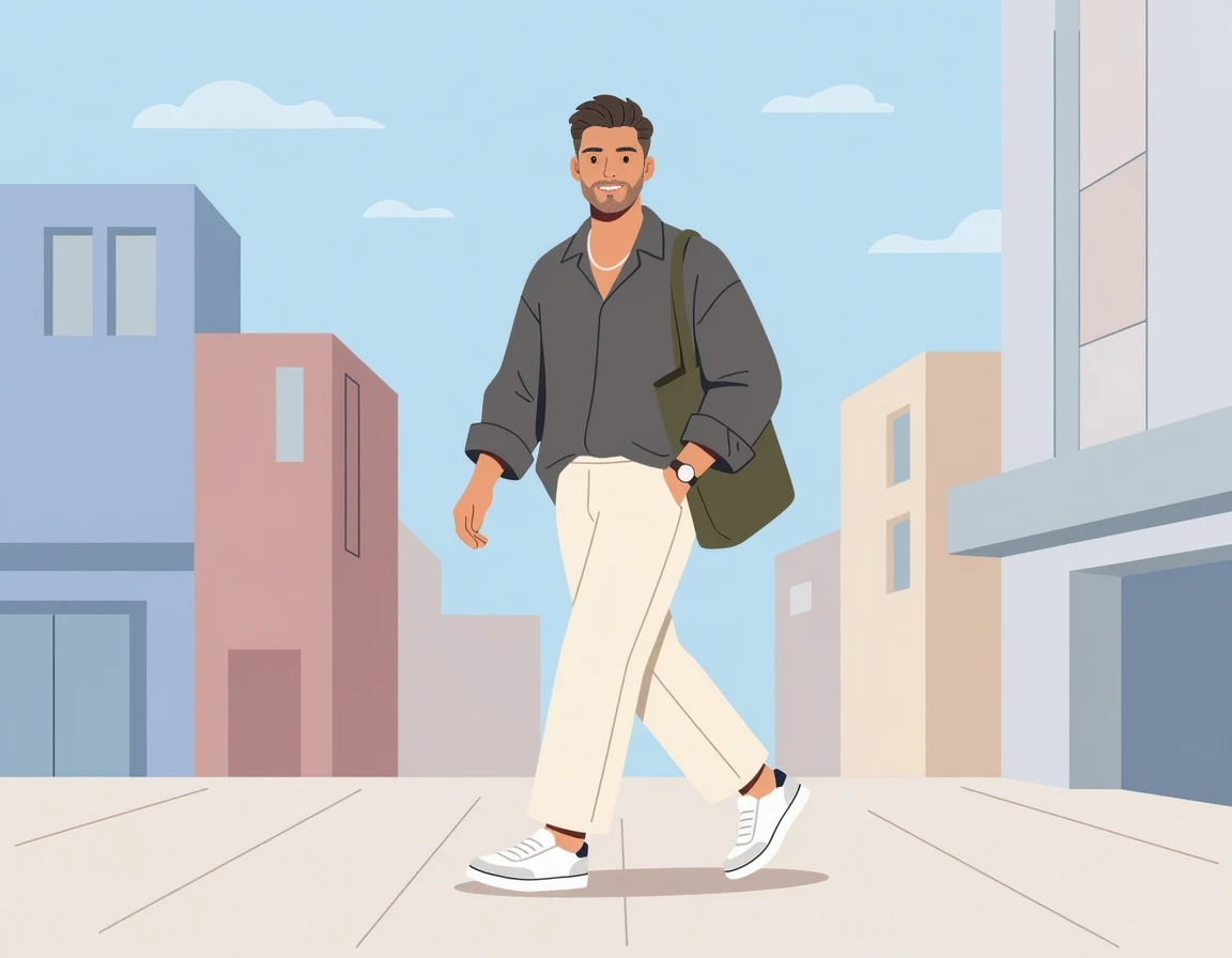 오버핏 셔츠를 멋지게 소화한 남성 일러스트