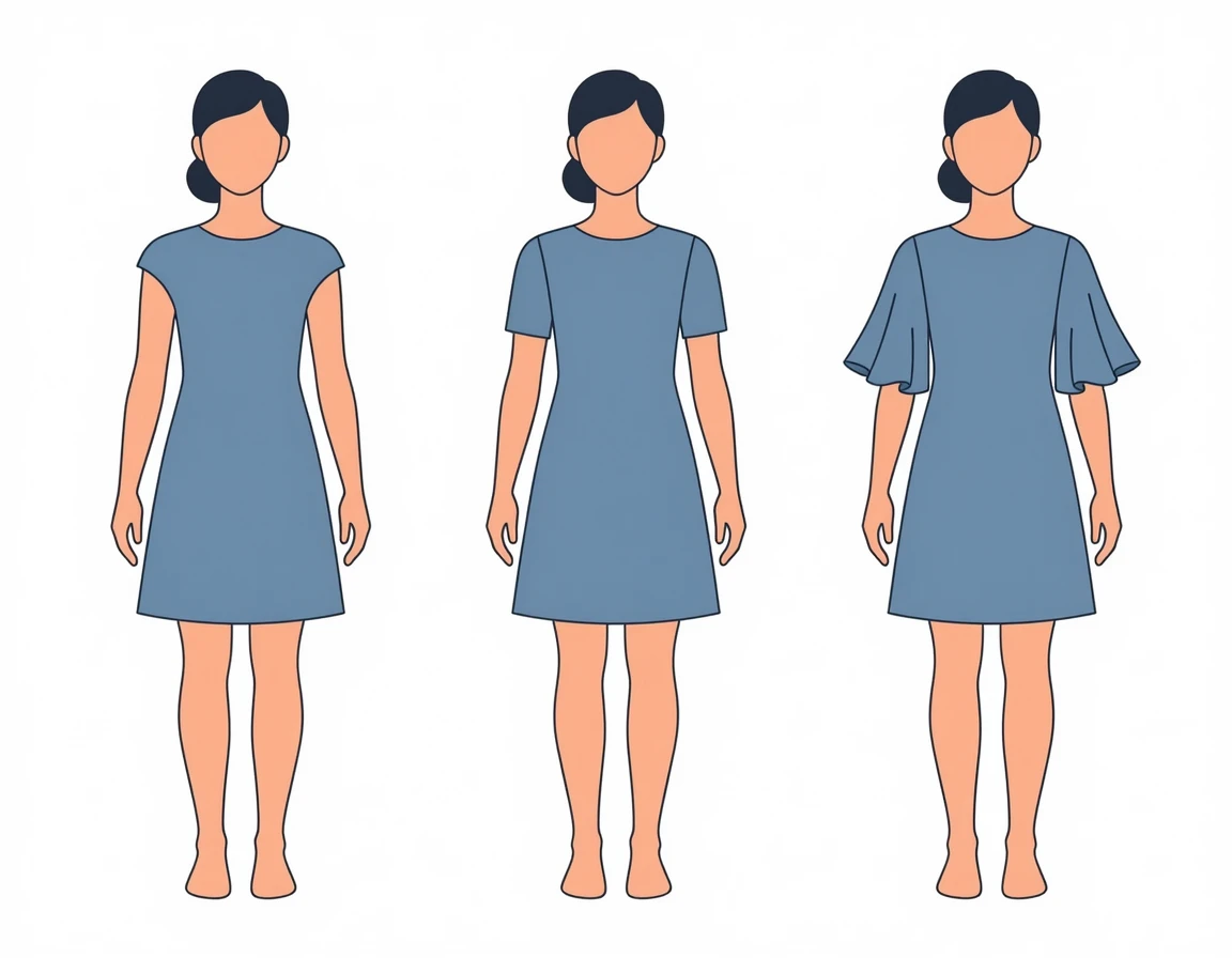 체형 커버에 좋은 원피스 소매 디자인 3가지 비교 일러스트